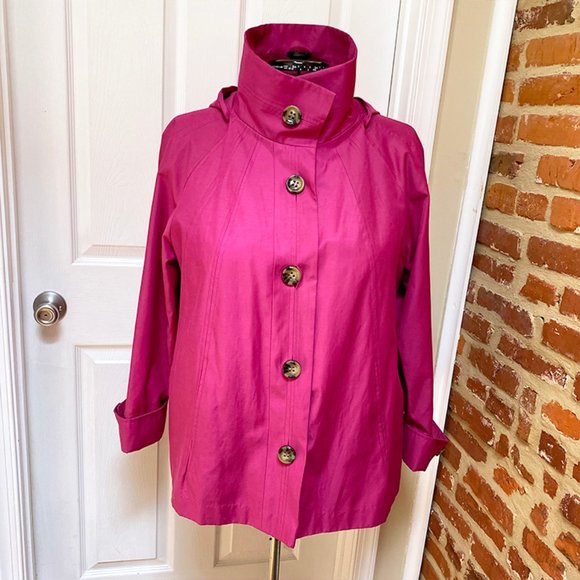 Gallery Jackets & Coats Gallery Woman Bright Pink Hooded Swing Rain